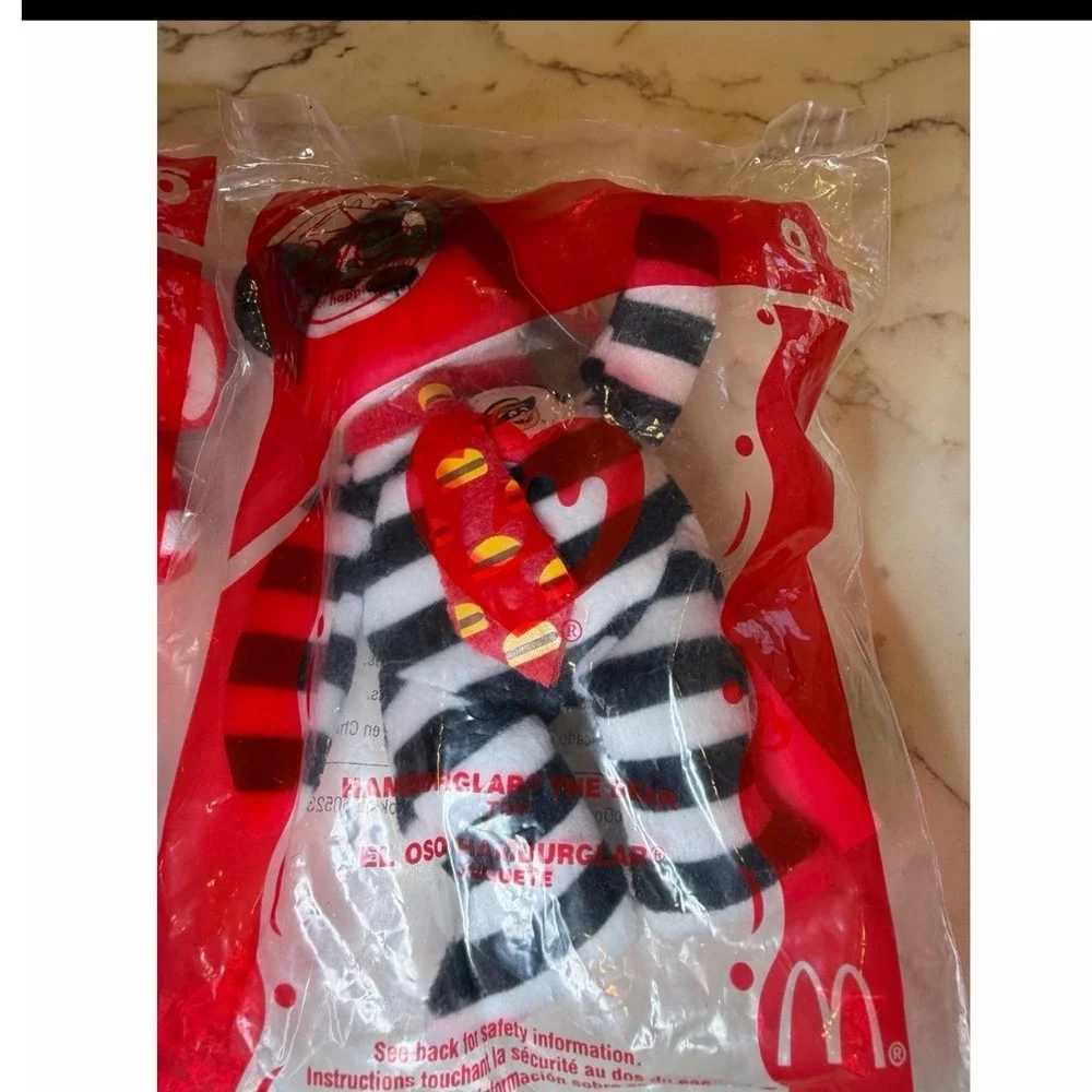 Ty Teenie Beanie Babies McDonalds 25th Anniversary Ronald & Hamburglar Bears Set